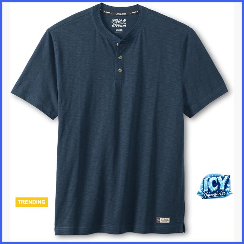 100% Organic Cotton Slub Jersey Henley Short Sleeve Shirt